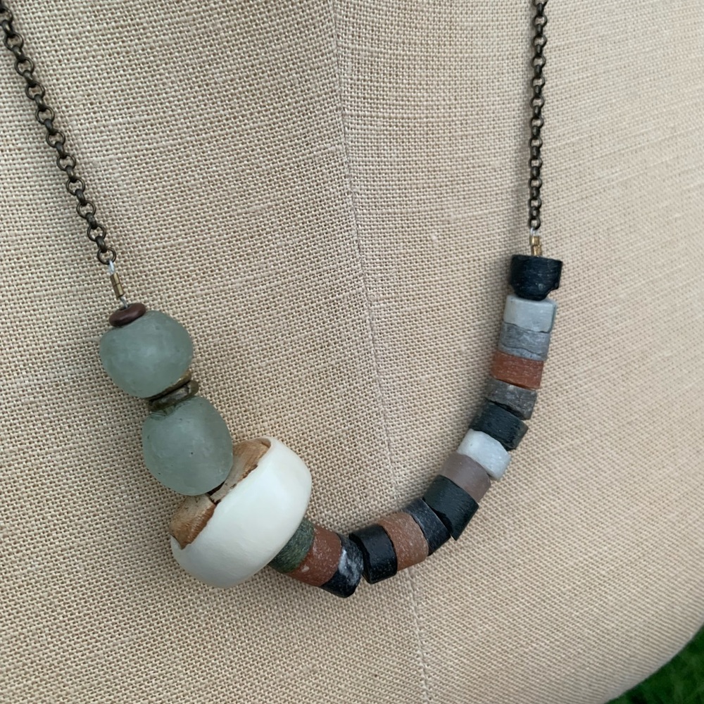 Artisan Stone/Bone/Glass Necklace - Picture 8 of 10